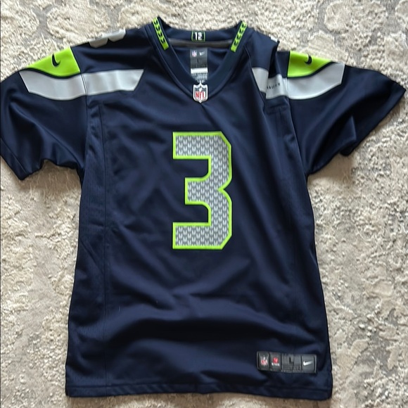 NFL Seattle Seahawks Navy Blue Jersey with Number 3 and Nike Logo - Picture 1 of 2